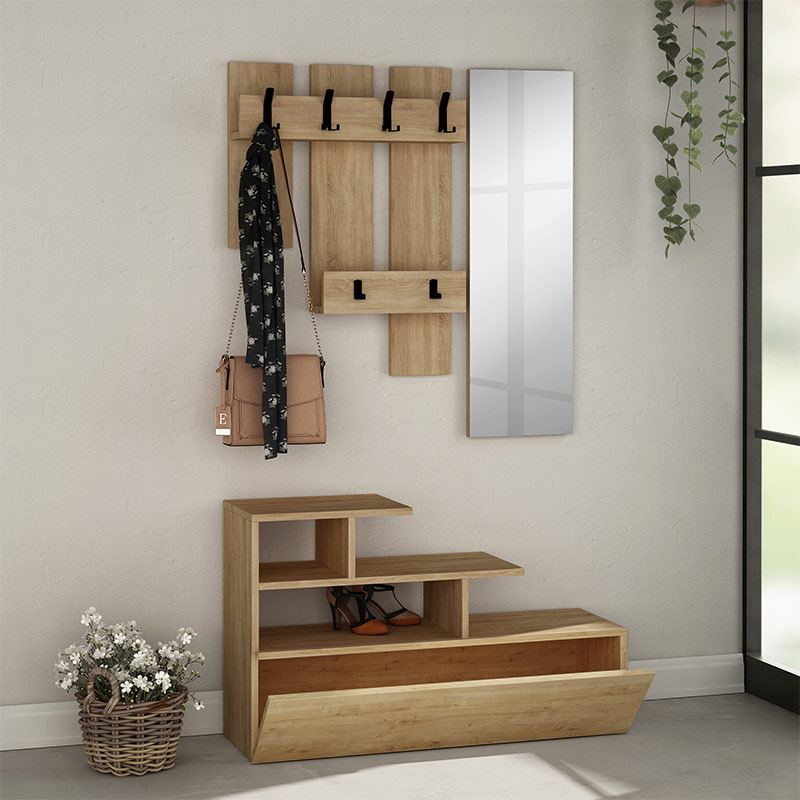 Έπιπλο εισόδου Vesty Megapap χρώμα φυσικό οξιάς 100x30x61εκ.