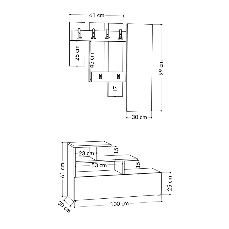 Έπιπλο εισόδου Vesty Megapap χρώμα φυσικό οξιάς 100x30x61εκ.