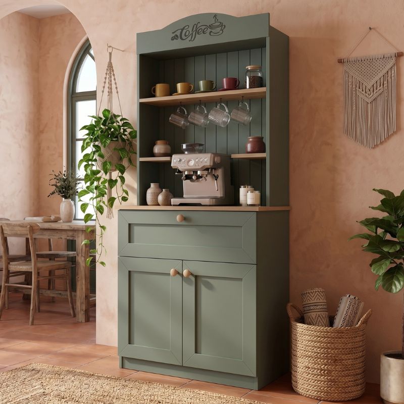 Lucas Megapap melamine kitchen furniture in green - oak color 99x42x180cm.
