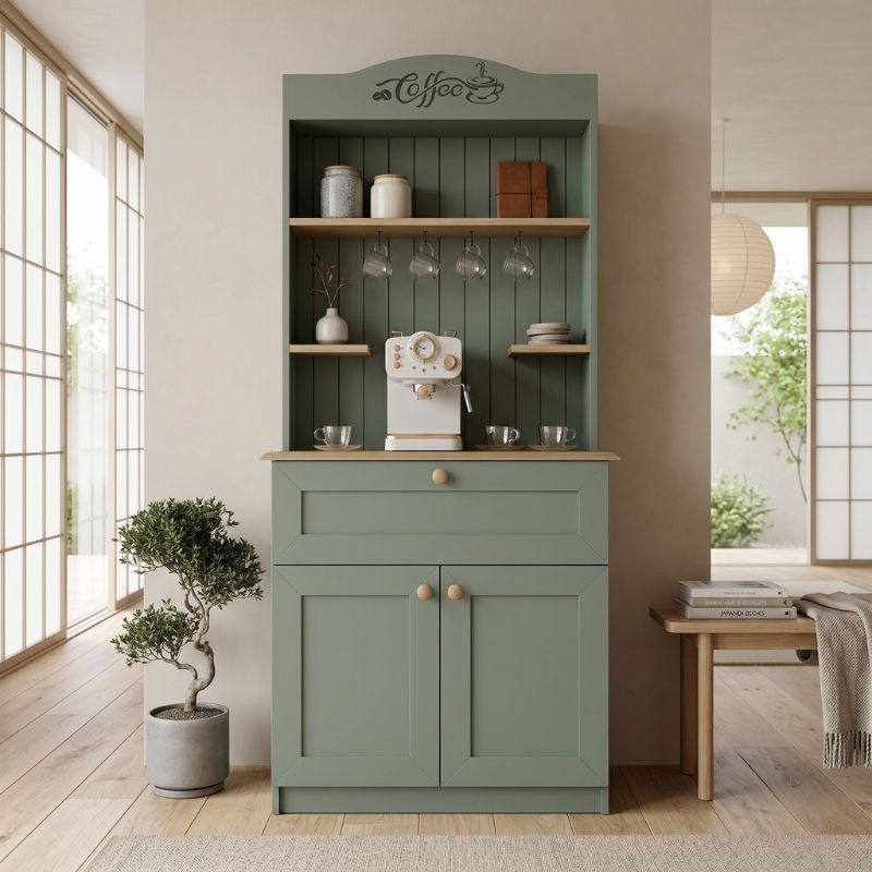 Lucas Megapap melamine kitchen furniture in green - oak color 99x42x180cm.