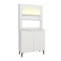 Έπιπλο κουζίνας με LED Melinta 2 Megapap χρώμα λευκό 90x40x181,8εκ.