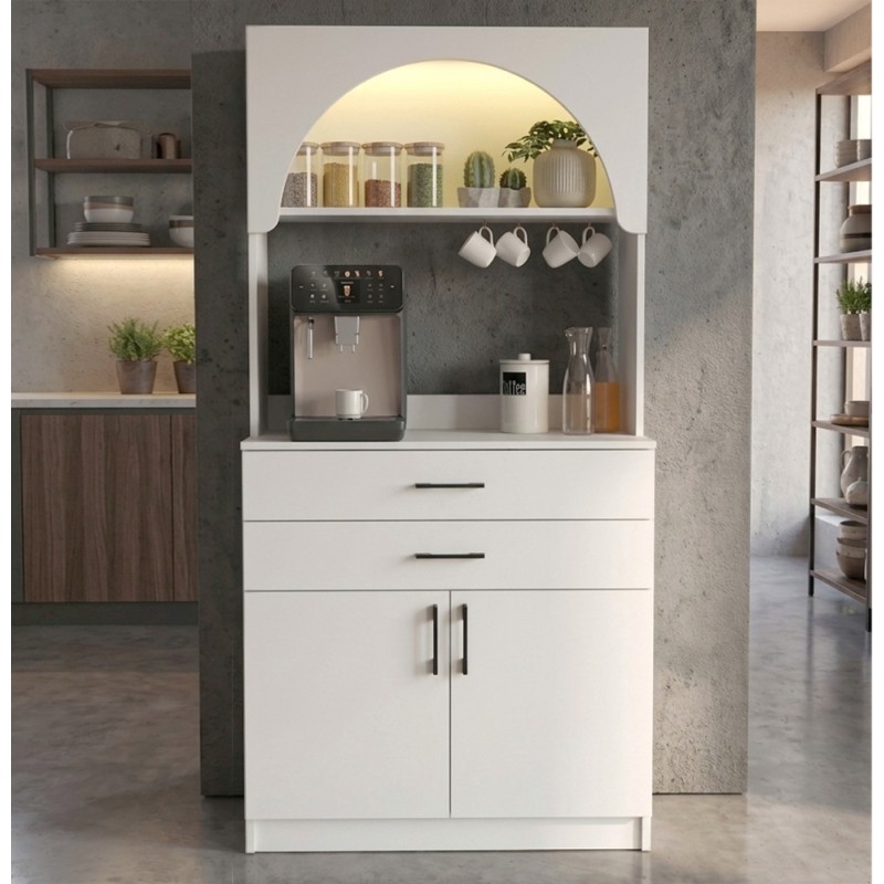 Sardes Megapap melamine kitchen furniture with LED in white color 90x40x180cm.
