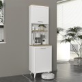 Έπιπλο κουζίνας Potter 1 Megapap χρώμα λευκό - rota oak 53,4x39,6x196,1εκ.