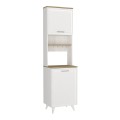 Έπιπλο κουζίνας Potter 1 Megapap χρώμα λευκό - rota oak 53,4x39,6x196,1εκ.