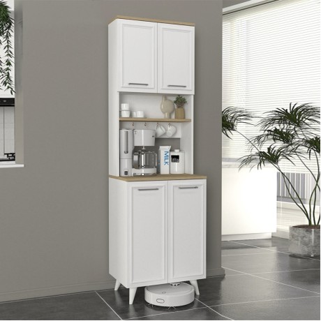 Potter 2 Megapap melamine kitchen furniture in white - rota oak color 60x40x196.1cm.