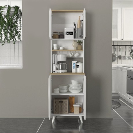 Potter 2 Megapap melamine kitchen furniture in white - rota oak color 60x40x196.1cm.