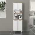Έπιπλο κουζίνας Potter 2 Megapap χρώμα λευκό - rota oak 60x40x196,1εκ.