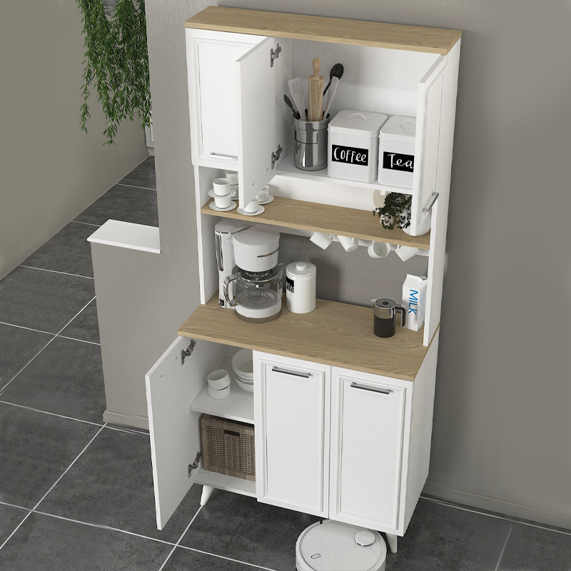 Potter 3 Megapap melamine kitchen furniture in white - rota oak color 90x40x196.1cm.