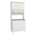 Potter 3 Megapap melamine kitchen furniture in white - rota oak color 90x40x196.1cm.