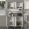 Έπιπλο κουζίνας Potter 4 Megapap χρώμα λευκό - rota oak 120x40x196,1εκ.