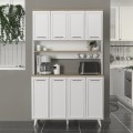 Έπιπλο κουζίνας Potter 4 Megapap χρώμα λευκό - rota oak 120x40x196,1εκ.