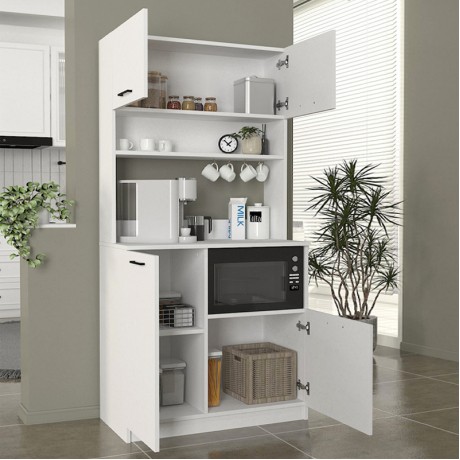 Tuco 2 Megapap melamine kitchen furniture in white color 90x40x180cm.