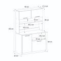 Έπιπλο κουζίνας Tuco 2 Megapap χρώμα sapphire oak 90x40x180εκ.