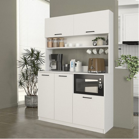 Tuco 3 Megapap melamine kitchen furniture in white color 123.8x40x180cm.