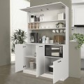 Tuco 3 Megapap melamine kitchen furniture in white color 123.8x40x180cm.