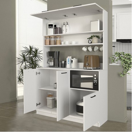 Tuco 3 Megapap melamine kitchen furniture in white color 123.8x40x180cm.