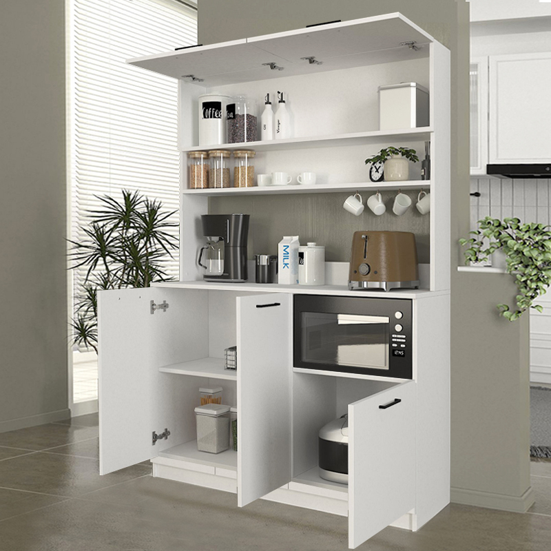 Tuco 3 Megapap melamine kitchen furniture in white color 123.8x40x180cm.