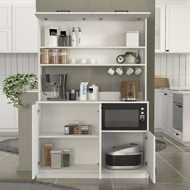Tuco 3 Megapap melamine kitchen furniture in white color 123.8x40x180cm.