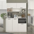Tuco 3 Megapap melamine kitchen furniture in white color 123.8x40x180cm.