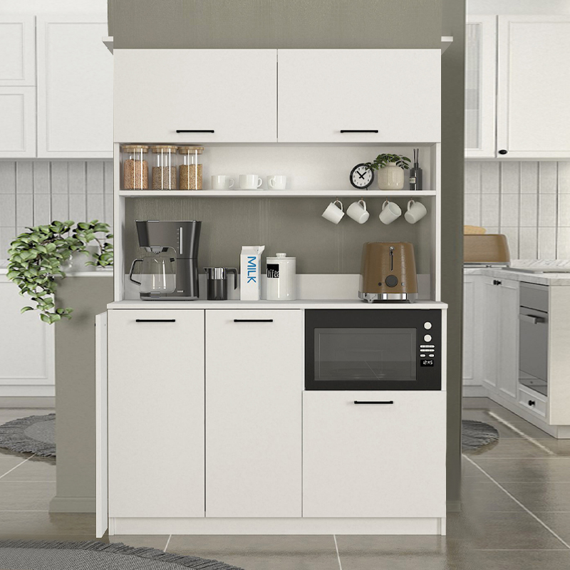 Tuco 3 Megapap melamine kitchen furniture in white color 123.8x40x180cm.