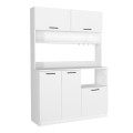 Tuco 3 Megapap melamine kitchen furniture in white color 123.8x40x180cm.