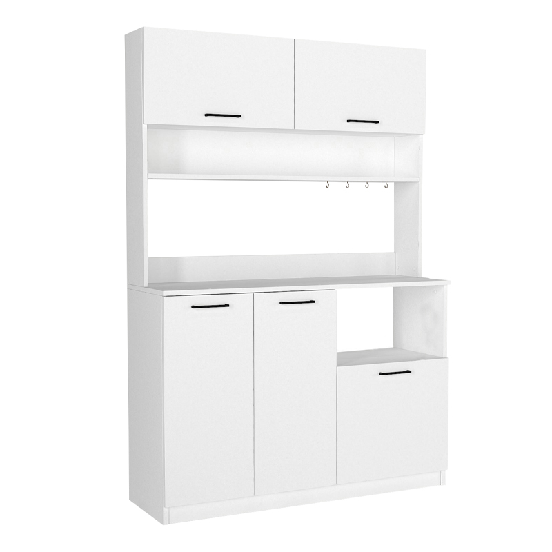 Tuco 3 Megapap melamine kitchen furniture in white color 123.8x40x180cm.
