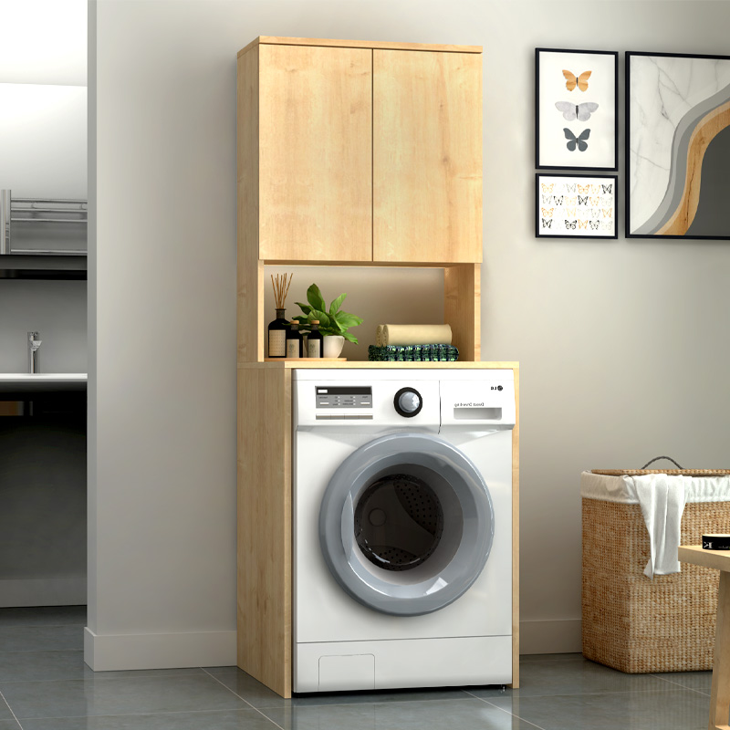Cozen Megapap melamine washing machine furniture in oak color 65x60x178cm.