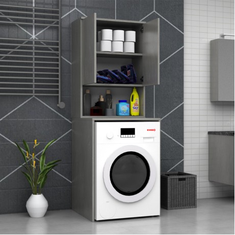 Cozen Megapap melamine washing machine furniture in grey concrete color 65x60x178cm.