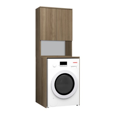 Cozen Megapap melamine washing machine furniture in walnut color 65x60x178cm.