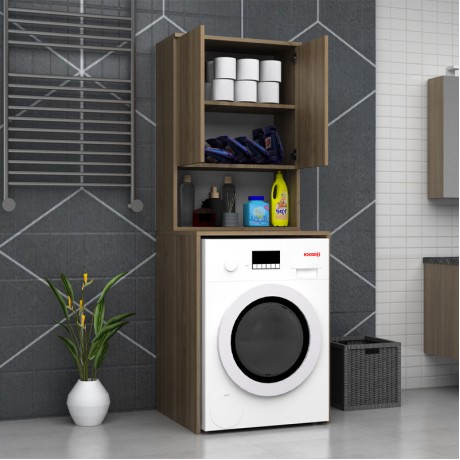 Cozen Megapap melamine washing machine furniture in walnut color 65x60x178cm.