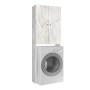 Romme Megapap melamine laundry machine cabinet in white marble color 65x27,1x180cm.