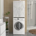 Romme Megapap melamine laundry machine cabinet in white marble color 65x27,1x180cm.