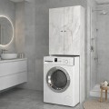 Romme Megapap melamine laundry machine cabinet in white marble color 65x27,1x180cm.