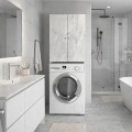 Romme Megapap melamine laundry machine cabinet in white marble color 65x27,1x180cm.