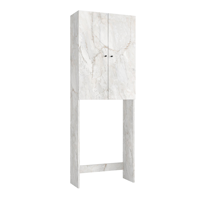 Romme Megapap melamine laundry machine cabinet in white marble color 65x27,1x180cm.