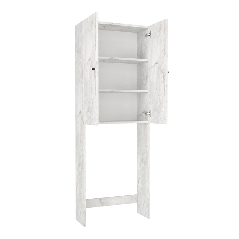Romme Megapap melamine laundry machine cabinet in white marble color 65x27,1x180cm.