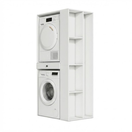 Bace Megapap melamine washing machine and draywer cabinet in white color 90x60x187cm.