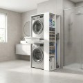 Bace Megapap melamine washing machine and draywer cabinet in white color 90x60x187cm.