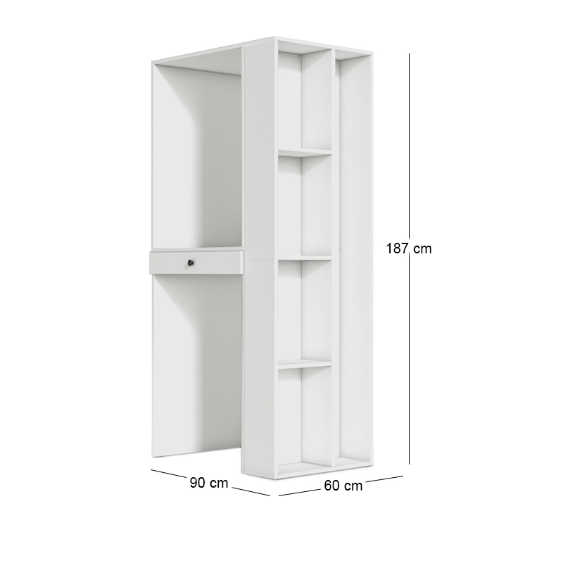 Bace Megapap melamine washing machine and draywer cabinet in white color 90x60x187cm.