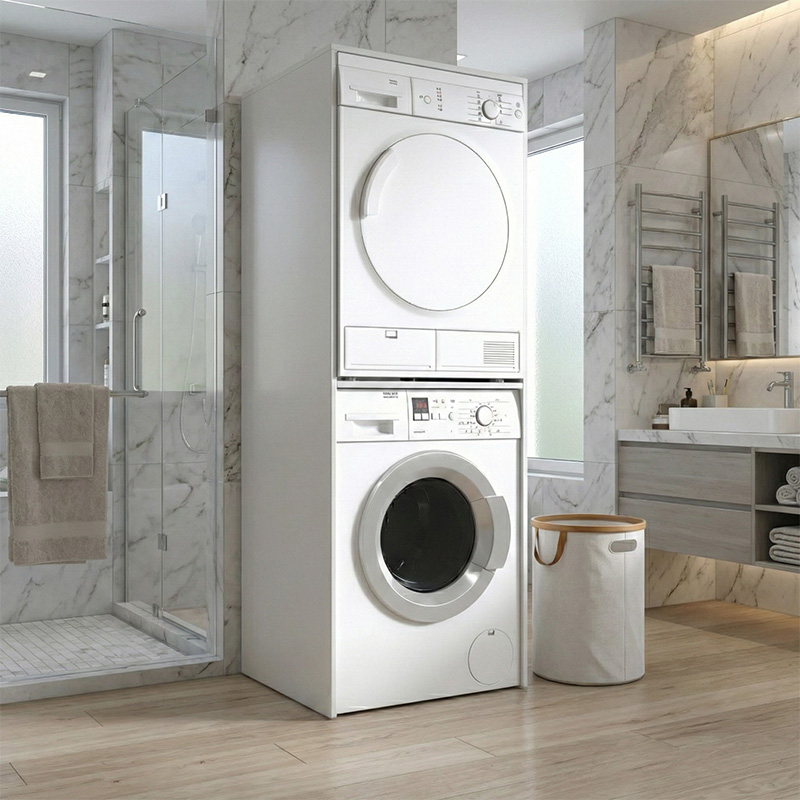 Evgenia Megapap melamine washing machine and draywer cabinet in white color 70x60x180cm.