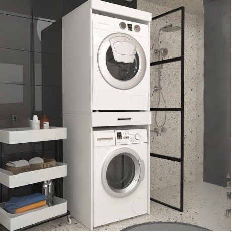 Fika Megapap melamine washing machine and draywer cabinet in white color 67x61.8x198.5cm.
