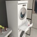 Fika Megapap melamine washing machine and draywer cabinet in white color 67x61.8x198.5cm.