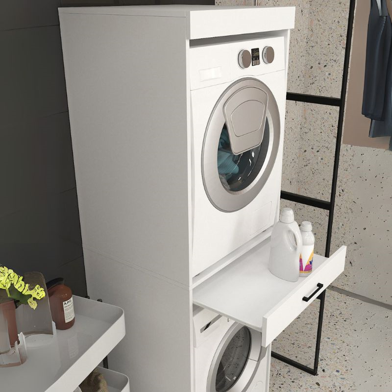 Fika Megapap melamine washing machine and draywer cabinet in white color 67x61.8x198.5cm.