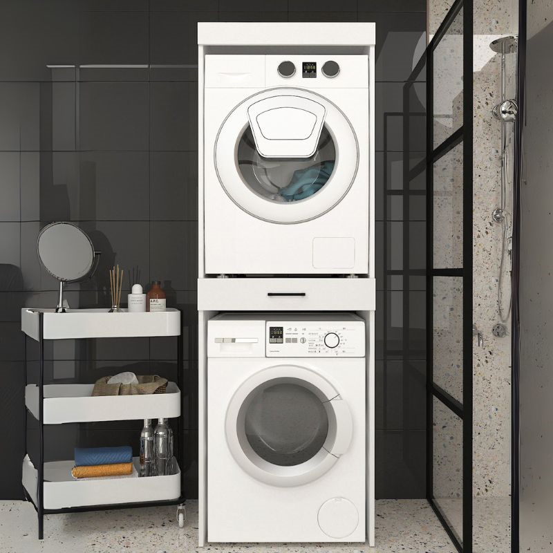 Fika Megapap melamine washing machine and draywer cabinet in white color 67x61.8x198.5cm.