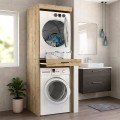 Fika Megapap melamine washing machine and draywer cabinet in sapphire oak color 67x61.8x198.5cm.