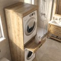 Fika Megapap melamine washing machine and draywer cabinet in sapphire oak color 67x61.8x198.5cm.