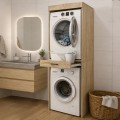Fika Megapap melamine washing machine and draywer cabinet in sapphire oak color 67x61.8x198.5cm.