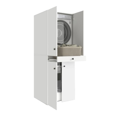 Kindi Megapap melamine washing machine and draywer cabinet in white color 70x60x187cm.
