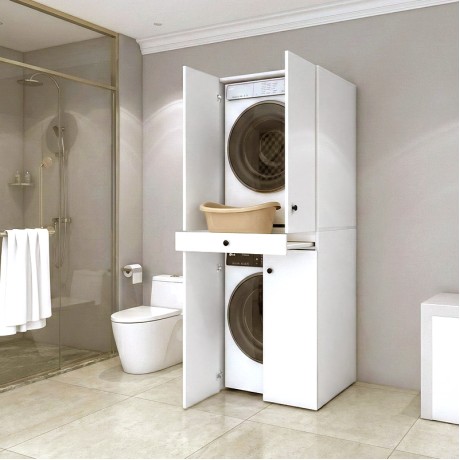 Kindi Megapap melamine washing machine and draywer cabinet in white color 70x60x187cm.
