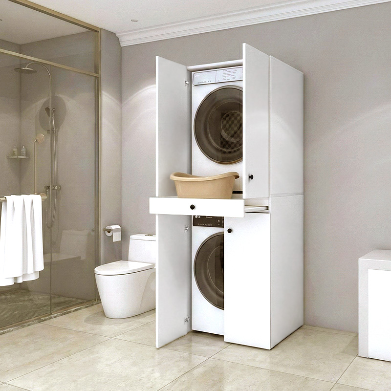 Kindi Megapap melamine washing machine and draywer cabinet in white color 70x60x187cm.